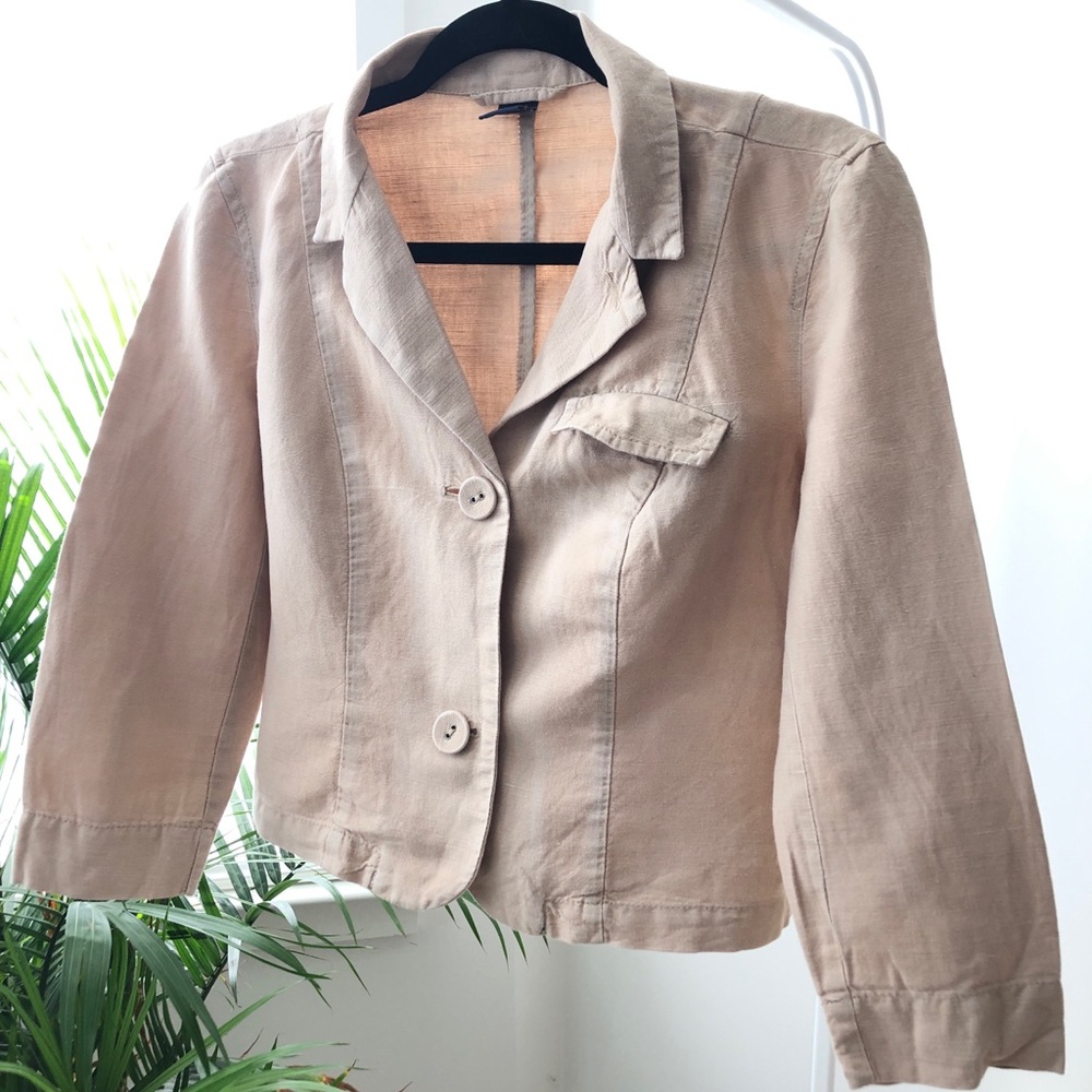 Long Sleeved Cropped Linen Jacket